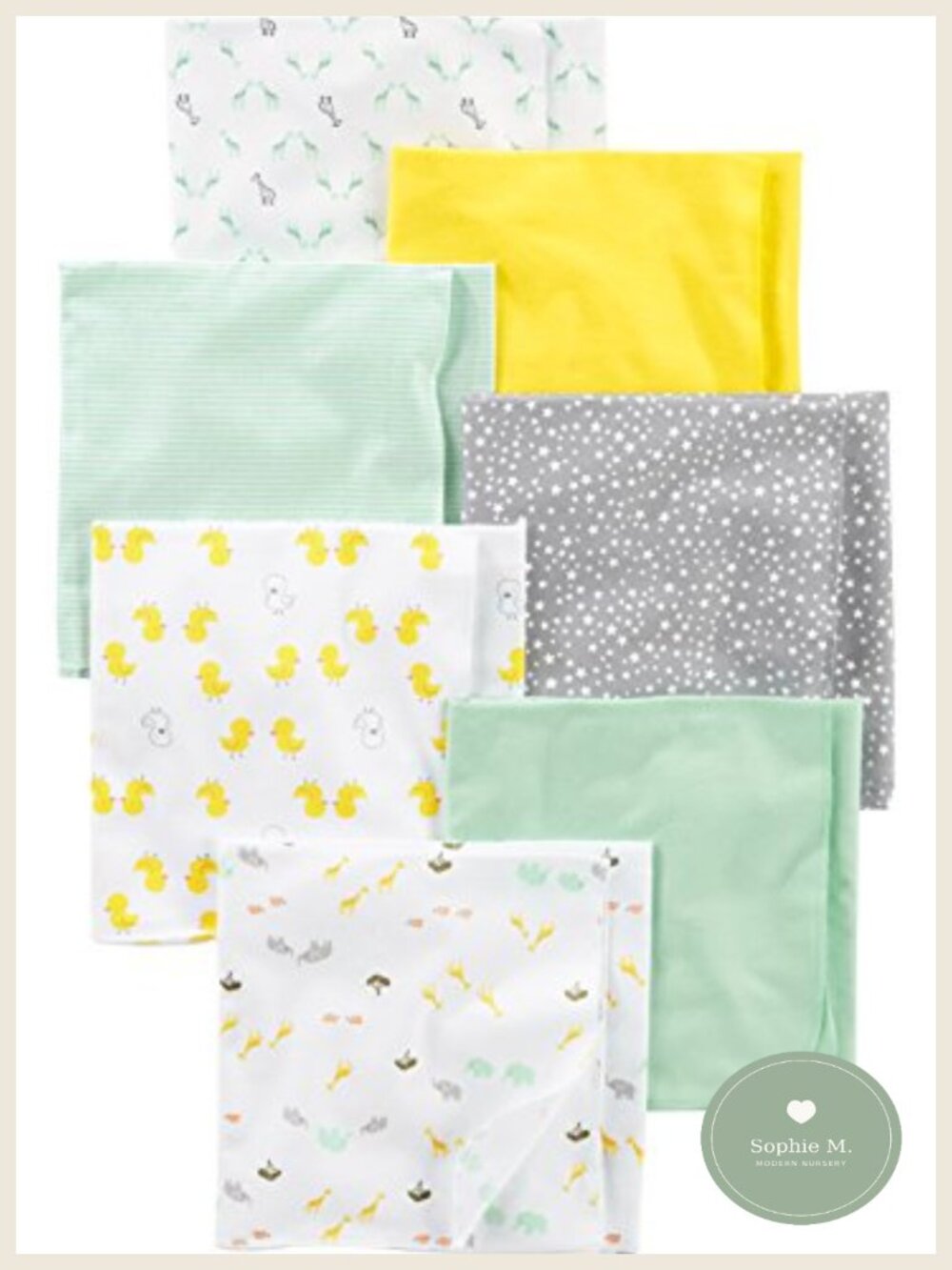 7-Pack Flannel Receiving Blankets Unisex Babies Swaddling Essentials